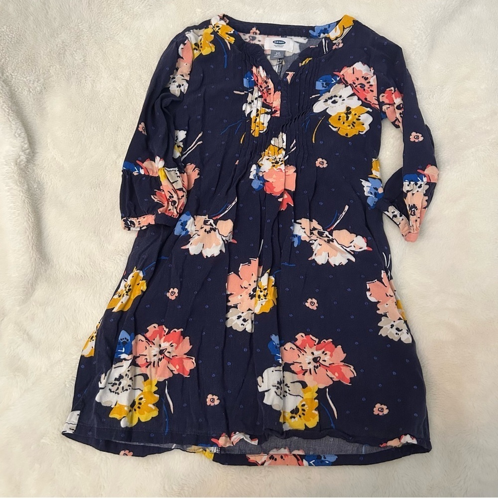 Size 6/7 GIRLS Navy Floral Dress E3